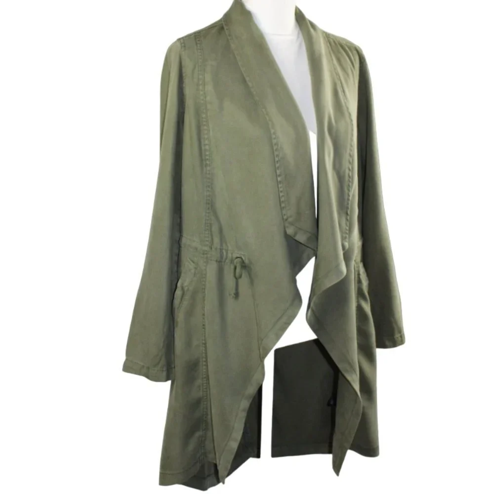 Max Jeans Vetiver Khaki Olive Green Long Drape Front Collar Boho  Jacket…
